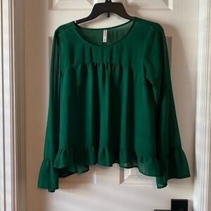 Xhilaration Green Ruffle Blouse